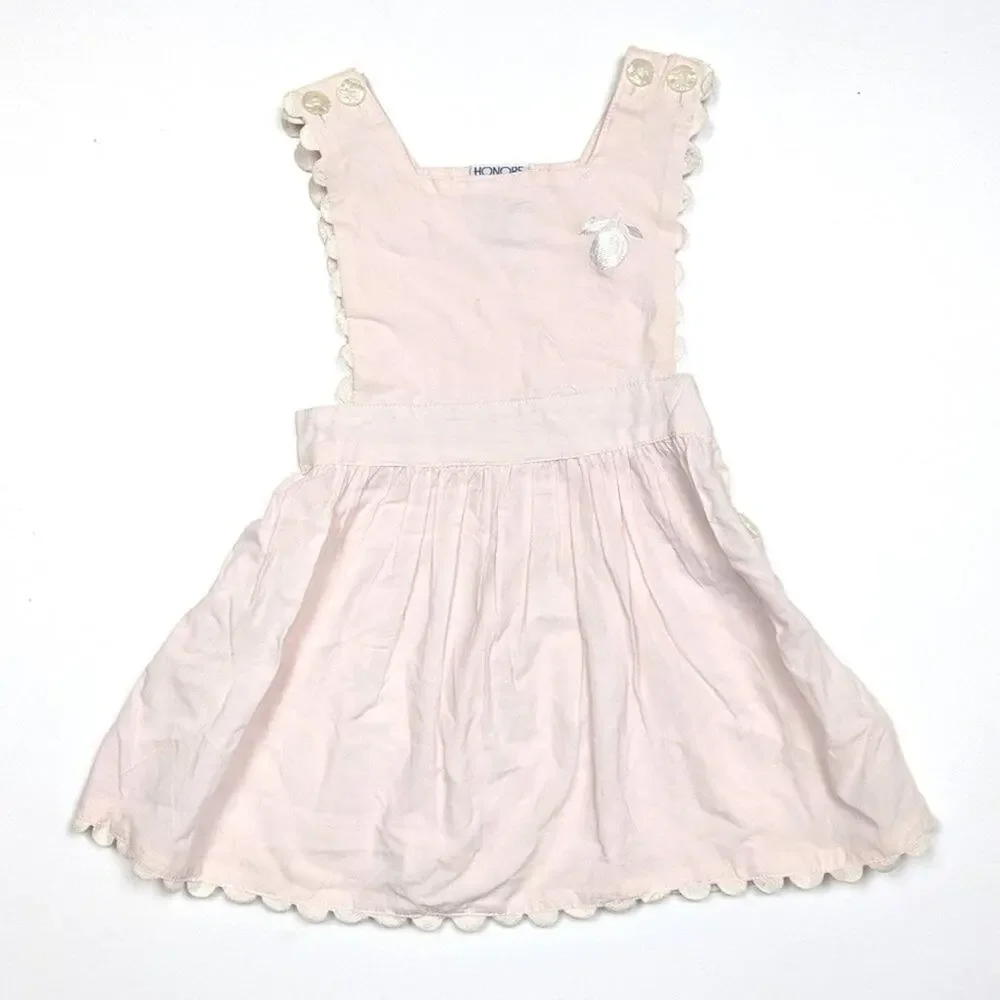 Vintage Honors Dress Girls Size 18m Pale Pink Pinny Scalloped